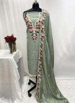 Modal Mint Casual Wear Thread Work Dress Material